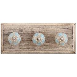 Indianshelf Handmade 1 Artistic Vintage Blue Wooden Circles Crackle Clothes Hooks Hangers/Utlility Hooks