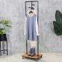 HANS CAO Industrial Heavy Duty Rolling Garment Rack with Storage Shelves, Free-Standing Clothes Hanger, Garment Display Stand, 15.7L x 15.7W x 63H