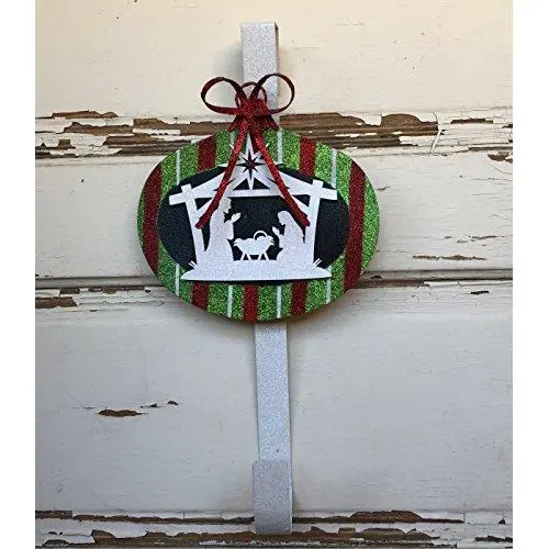 AGD Christmas Decor - Designer Oval Nativity Bulb Wreath Door Hanger
