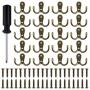 HOVEOX 20 Pcs Double Prong Robe Hook Retro Towel Cloth Hanger Wall Hat Jewelry Hooks Rustproof Rustic Hooks Utility Hooks with 40 Pcs Screws and a Screwdriver (Bronze)