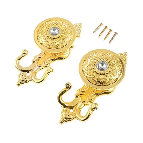Hicello Gold Crystal Curtain Hold Back Tieback Wall Hook Cloths Hat Towel Hanger Tassel Decor Pothook Holder with Screws Hicello Gold Crystal Curtain Hold Back Tieback Wall Hook Cloths Hat Towel Hanger Tassel Decor Pothook Holder with Screws