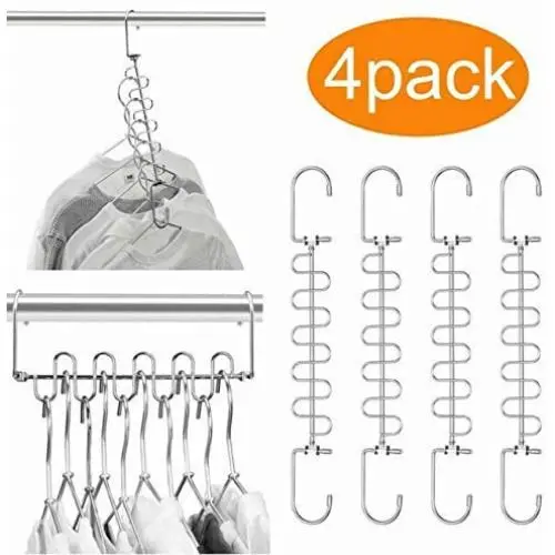 4PCS Magic Cloth Hanger Hangers Rack Hooks Metal Closet Organizer for Home Save Space 4PCS Magic Cloth Hanger Hangers Rack Hooks Metal Closet Organizer for Home Save Space