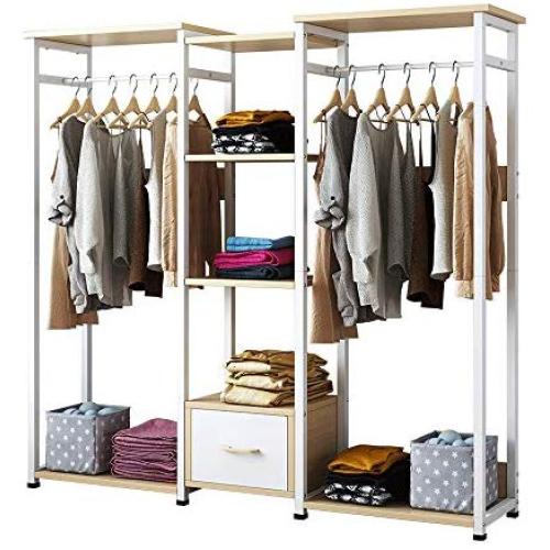 Coat Rack Garment Racks Wood Hanging Clothes Rack Space Saving Coat Rack With Multiple Compartment Shelves Multi-Purpose Hallway Entryway Coat Hanger Stand ( Color : Natural , Size : 120×30×140cm )