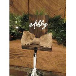 Rustic holiday decor - personalized stocking labels - stocking hooks - mantel stocking holder - custom stocking hanger - holiday home decor