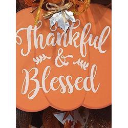 Thankful And Blessed Thanksgiving Wreath DecoMesh Brown Orange Gold FREE SHIPPING Free Wreath Hanger Included