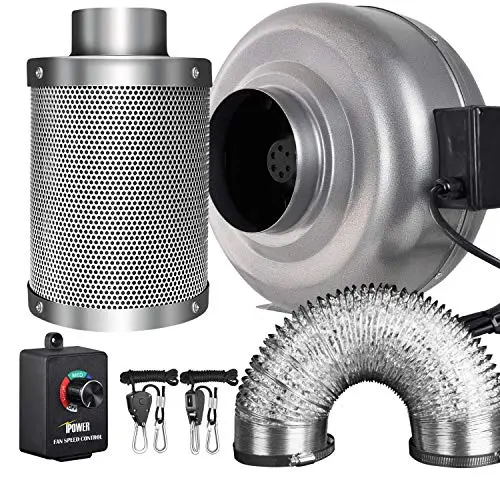 iPower 6 Inch 442 CFM Inline Fan Carbon Filter 25 Feet Ducting Combo with Variable Speed Controller and Rope Hanger for Grow Tent Ventilation iPower 6 Inch 442 CFM Inline Fan Carbon Filter 25 Feet Ducting Combo with Variable Speed Controller and Rope Hanger for Grow Tent Ventilation
