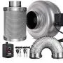 iPower 6 Inch 442 CFM Inline Fan Carbon Filter 25 Feet Ducting Combo with Variable Speed Controller and Rope Hanger for Grow Tent Ventilation iPower 6 Inch 442 CFM Inline Fan Carbon Filter 25 Feet Ducting Combo with Variable Speed Controller and Rope Hanger for Grow Tent Ventilation