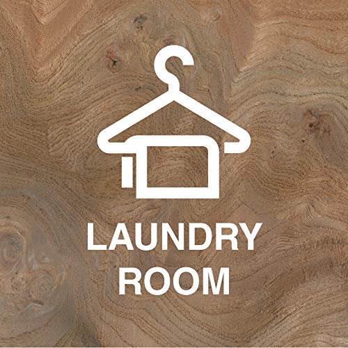 iCandy Products Inc Laundry Room, Cloth Hanger Hotel Business Office Building Sign 12x12 Inches, Elm Burl, Plastic