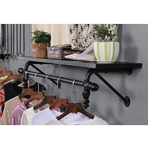 Coat Racks Retro Clothing Store Display Stand Wall-Mounted Hanger Clothes Hanger Shelf (Size : 100cm) Coat Racks Retro Clothing Store Display Stand Wall-Mounted Hanger Clothes Hanger Shelf (Size : 100cm)