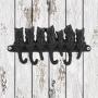 Wall Hooks Cat Kitten Tail Keys Rack Decorative Wall-Mounted Black Cast Iron Metal Hanger with 4 Hooks for Hanging Keys Hats Coats Scarves Bags Purses and More