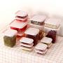 Nrpfell 17Pcs/Set Refrigerator Crisper Plastic Storage Boxes Food Container Microwavable Food Fresh Storage Boxes Sealed Crisper for Kitchen-Pink