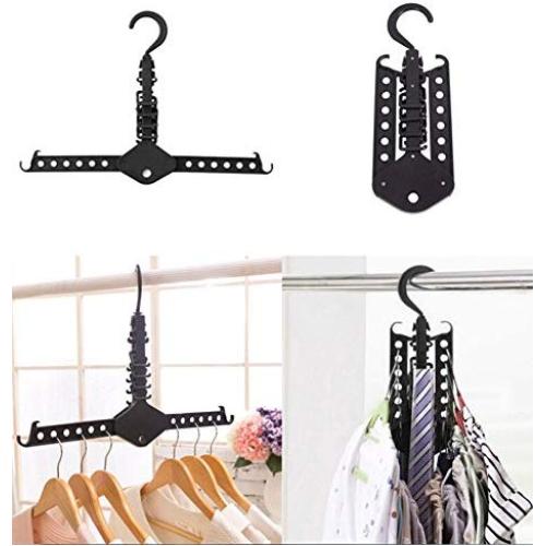 Faithtur Magic Clothes Hanger Closet Organizer Multi-Functional Space Saving Foldable Drying Rack for Clothing (1, Black)