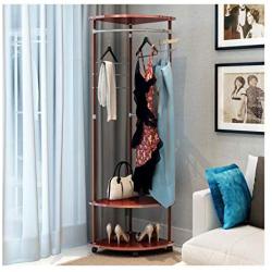 C-Easy Industrial Coat Rack ? Floor Clothes Rack Hanger Standing Garment Rack Hat Hanging Stand Holder with 2 Tier Storage Rack ? Easy Assembly, Red Walnut