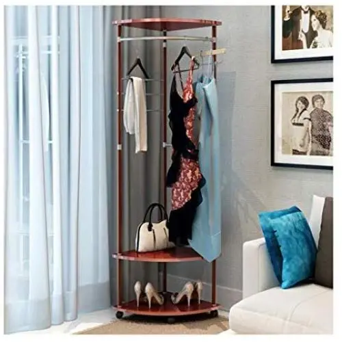 C-Easy Industrial Coat Rack ? Floor Clothes Rack Hanger Standing Garment Rack Hat Hanging Stand Holder with 2 Tier Storage Rack ? Easy Assembly, Red Walnut C-Easy Industrial Coat Rack ? Floor Clothes Rack Hanger Standing Garment Rack Hat Hanging Stand Holder with 2 Tier Storage Rack ? Easy Assembly, Red Walnut