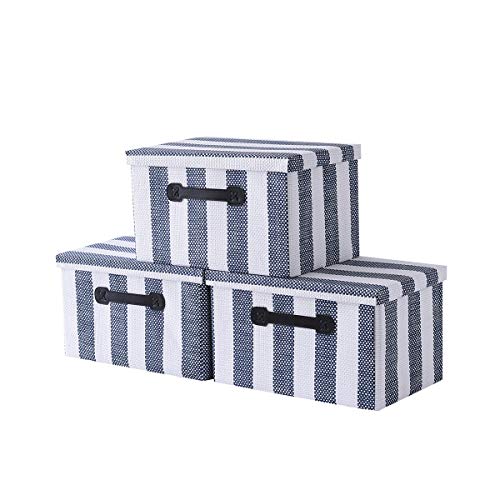 Storage Bins Decorative Storage Boxes Organizer Bins with Lids Handles for Home Fabric Bins Memory Boxes with Lid Empty Gift Basket for Toys(14.5 x 10 x 8.3 Inch,3-Pack)