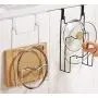 Steel Cutting Board Holders Under Cabinet Pot Cover Lid Hanger Rack Kitchen Wiping Cloth Hanger Hook Cabinet Door Pan Spoon Hanging Holder Bathroom Towel Hook Kitchen Shelf Storage Rack Organizer