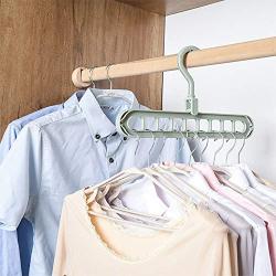 Decdeal Hanger Organizer Multi-Port Support, Rotate Anti-Skid Folding Hanger Magic Space Saving Clothes Hangers Organizer with 9 Holes for Drying and Storage