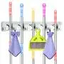 DiGiCare Broom Holder, Wall Mount Mop Holder Broom Hanger Organizer with 5 Ball Slots and 6 Hooks, Holds Up to 11 Tools for Kitchen, Bathroom, Garage DiGiCare Broom Holder, Wall Mount Mop Holder Broom Hanger Organizer with 5 Ball Slots and 6 Hooks, Holds Up to 11 Tools for Kitchen, Bathroom, Garage