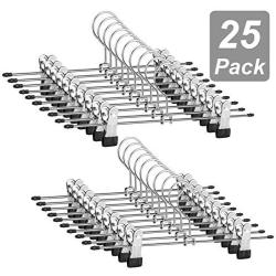 AMKUFO Pant Hangers Skirt Hangers with Clips 12 Inch Metal Trouser Hangers with Adjustable Non-Slip Clips Hangers Space Saving for Pants Skirts Clothes 25 PCS