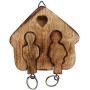 Crafkart Set of 2 Wood Key Ring Chain with Holder - Couple Goals Wooden Couple Key Chains Key Ring Set - Handmade Keyring Keychain and Key Holder - Couple Goals