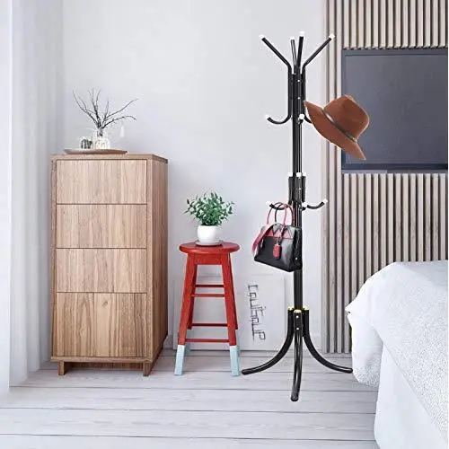HTTH Standing Entryway Coat Rack Hat Hanger Holder 12 Hooks for Jacket Umbrella Tree Stand Metal Coat Hanger Home Decor (Black) HTTH Standing Entryway Coat Rack Hat Hanger Holder 12 Hooks for Jacket Umbrella Tree Stand Metal Coat Hanger Home Decor (Black)