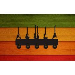 Guitar Wall Wooden Hooks Electric Sound Bedroom Kitchen Office Heavy Duty Hanger Key Clothes Hooks, Gift for Man