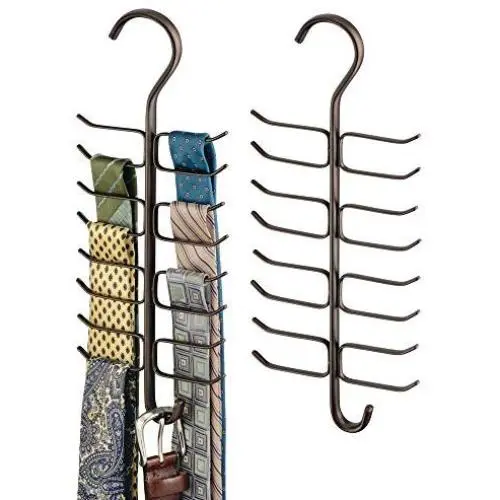 mDesign Vertical Steel Metal Wire Closet Rod Hanging Accessory Organizer for Ties, Belts, Scarves, and Accessories with 17 Storage Hooks - 2 Pack - Bronze mDesign Vertical Steel Metal Wire Closet Rod Hanging Accessory Organizer for Ties, Belts, Scarves, and Accessories with 17 Storage Hooks - 2 Pack - Bronze