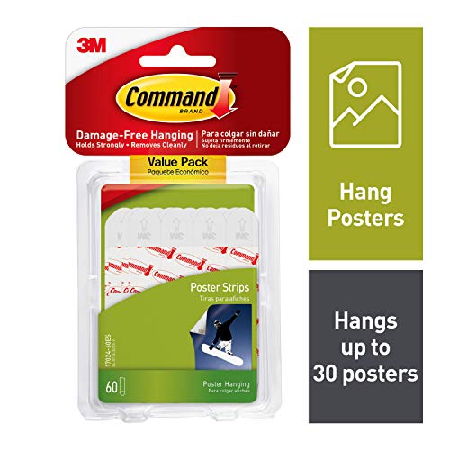 Command Poster Hanging Strips Value Pack, Small, White, 60-Strips (17024-60ES) Command Poster Hanging Strips Value Pack, Small, White, 60-Strips (17024-60ES)