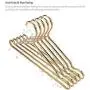 ShinyMax Aluminum Gold Hangers,5 Pack Standard Clothes Coat Hangers with Notches Decorative Metal Hangers with Bar Non Slip Anti-Rust Heavy Duty Hangers for Suits Garments Sweater Shirts