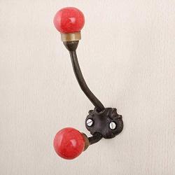 Indianshelf Handmade 1 Artistic Vintage Red Iron Solid Crackle Wall Hooks Hangers/Wall Hooks for Hats