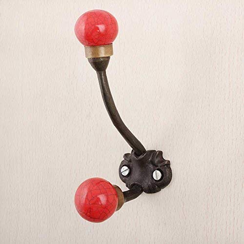 Indianshelf Handmade 1 Artistic Vintage Red Iron Solid Crackle Wall Hooks Hangers/Wall Hooks for Hats