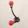 Indianshelf Handmade 1 Artistic Vintage Red Iron Solid Crackle Wall Hooks Hangers/Wall Hooks for Hats