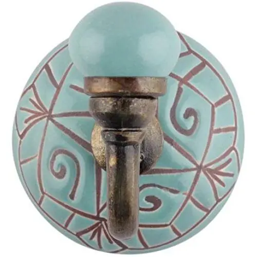 Indianshelf Handmade 1 Artistic Vintage Green Ceramic Etched Clothes Hooks Hangers/Wall Hooks for Kids Indianshelf Handmade 1 Artistic Vintage Green Ceramic Etched Clothes Hooks Hangers/Wall Hooks for Kids