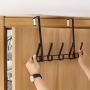 Over The Door Hook, 5 Coat Hooks Door Hanger for Hanging Coats, Hoodies, Hats, Scarves, Purses, Bath Towels, Robes (Black)
