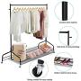 Ejoyous Rolling Garment Rack, Heavy Duty Movable Clothing Hanging Rack Commercial Grade Clothes Rail Display Stand Storage Organizer on Wheel with Bottom Shelf