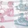 FU LIAN Childrens Hangers, Travel Hangers, 10 Pieces, Clothes, Pants, Baby Dresses, Suitable for Children, Plastic Baby Hangers, Retractable Rotating Clothes, Pink, Blue
