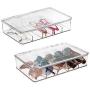 mDesign Plastic Rectangular Stackable Eye Glass Storage Organizer Holder Boxes for Sunglasses, Reading Glasses, Fashion Eye Wear, Accessories - 5 Sections, Hinged Lid - 2 Pack - Clear