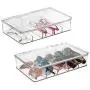 mDesign Plastic Rectangular Stackable Eye Glass Storage Organizer Holder Boxes for Sunglasses, Reading Glasses, Fashion Eye Wear, Accessories - 5 Sections, Hinged Lid - 2 Pack - Clear mDesign Plastic Rectangular Stackable Eye Glass Storage Organizer Holder Boxes for Sunglasses, Reading Glasses, Fashion Eye Wear, Accessories - 5 Sections, Hinged Lid - 2 Pack - Clear