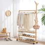 WYQSZ Solid Wood Hanger Floor Porch Clothes Rack Bedroom Rack Home Multi-Function Movable Tree Coat Rack Shelf - Coat Rack 8563 (Design : C)