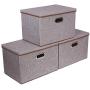 Large Foldable Storage Boxes with Lids [3Pack17.7x11.8x11.8], Fabric Storage Cube Organizer Cloth Containers Linen Bins Baskets for Closet Clothes Clothing Kids Room Nursery Toys Baby Products Bed Room