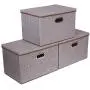 Large Foldable Storage Boxes with Lids [3Pack17.7x11.8x11.8], Fabric Storage Cube Organizer Cloth Containers Linen Bins Baskets for Closet Clothes Clothing Kids Room Nursery Toys Baby Products Bed Room