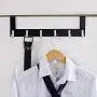 KAIYING Over The Door Hanger Hook, Space Saving Door Towel Rack, Heavy Duty Organizer Rack for Coat, Robe, Bag, Aluminum, Polished Finish, Black (6 Hooks)