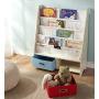 SEIRIONE Kids Book Rack, 4 Sling Bookshelf, 2 Storage Boxes and Toys Organizer Shelves, Beige