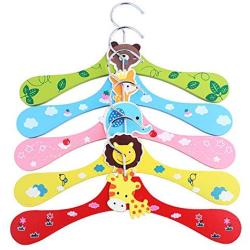 Xiton 3PCS Cartoon Animal Pattern Hanger Wooden Coat Hangers Space-Saving Clothes Hangers Non-Slip Clothes Hangers for Hanging Kids and Babys Coats Bags Toys