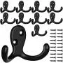 10 Pack Heavy Duty Double Prong Coat Hooks Wall Mounted with 20 Screws Retro Double Robe Hooks Utility Hooks for Coat, Scarf, Bag, Towel, Key, Cap, Cup, Hat (Black) 10 Pack Heavy Duty Double Prong Coat Hooks Wall Mounted with 20 Screws Retro Double Robe Hooks Utility Hooks for Coat, Scarf, Bag, Towel, Key, Cap, Cup, Hat (Black)