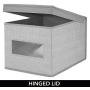 mDesign Decorative Soft Stackable Fabric Closet Storage Organizer Holder Boxes - Clear Window, Lid, for Child/Kids Room, Nursery - Large, Collapsible Foldable - Herringbone Print - Gray