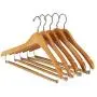 Nature Smile Contoured Wooden Hangers Sturdy Wood Suit Coat Hangers with Locking Bar Chrome Hook Pack of 5 (Natural)