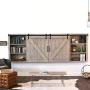WINSOON 6FT Super Mini Sliding Barn Door Cabinet Hardware Kit for Double Doors TV Stands Small Wardrobe Cabinets, I Shape Hanger (NO Cabinet)