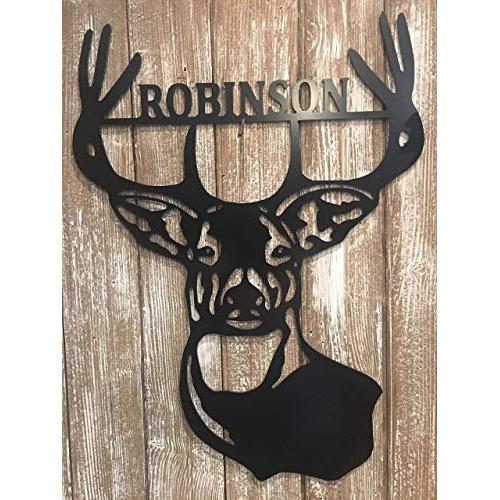 Metal Deer Last Name Door Hanger 18x24 inch ACM Metal Deer Wall Decor Antler Last Name Sign Deer Wall Decor Antler Decor Deer Decor Metal Sign For Garage Man Cave Last Name Sign QUICK SHIPPING