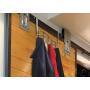 Over the Door Rack with Hooks | 5 Hangers for Towels Coats Clothes Robes Ties Hats | Bathroom Closet Extra Long Heavy Duty Chrome Space Saver Mudroom Organizer by Kyle Matthews Designs